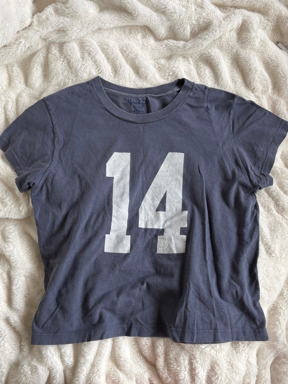 Brandy Melville Navy Tee with White '14' Graphic